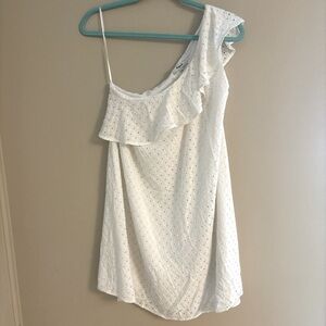 Madewell White Eyelet One Shoulder Mini Dress